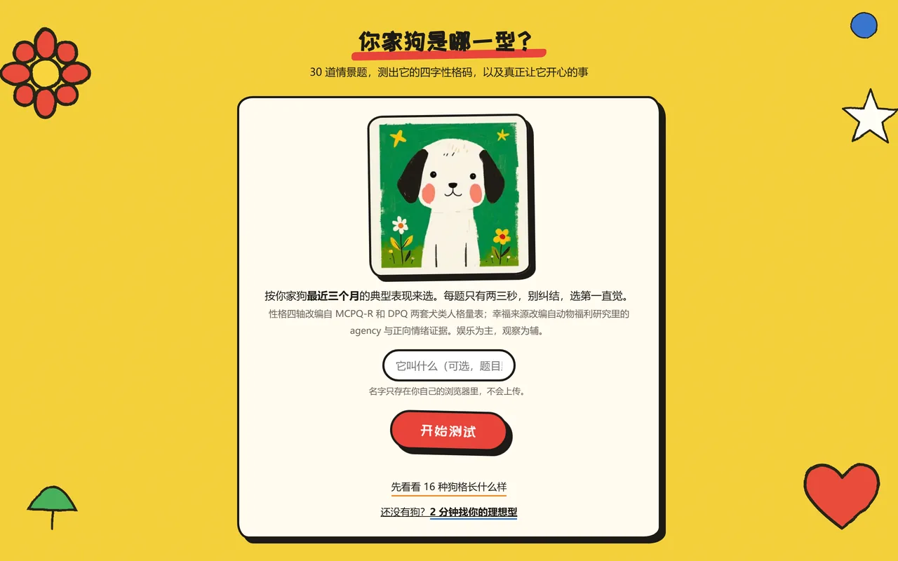 小狗性格测试 桌面端